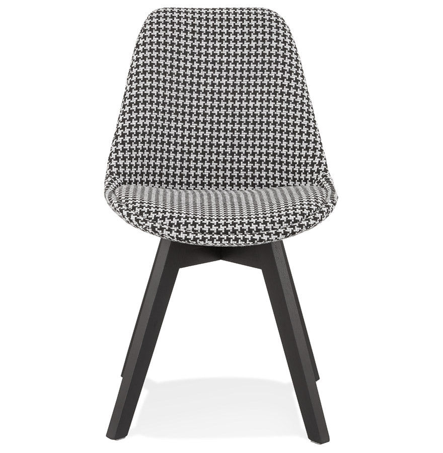 Couture | Luxe fauteuil in pied-de-poule met zwart houten structuur