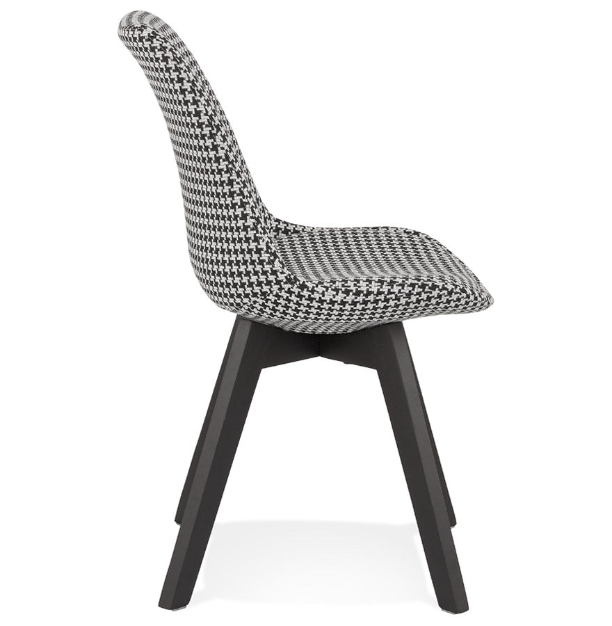 Couture | Luxe fauteuil in pied-de-poule met zwart houten structuur