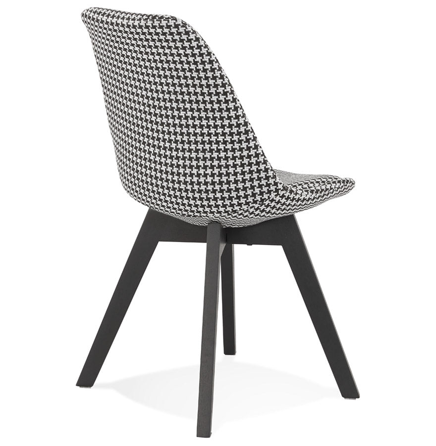 Couture | Luxe fauteuil in pied-de-poule met zwart houten structuur
