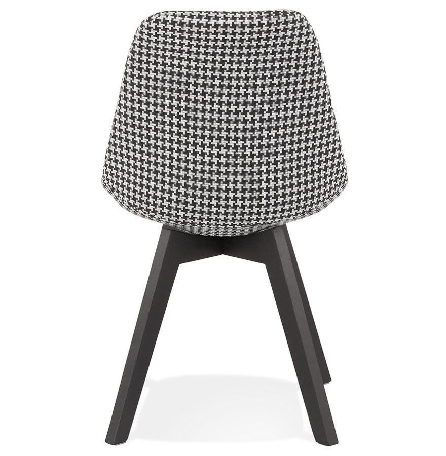Couture | Luxe fauteuil in pied-de-poule met zwart houten structuur