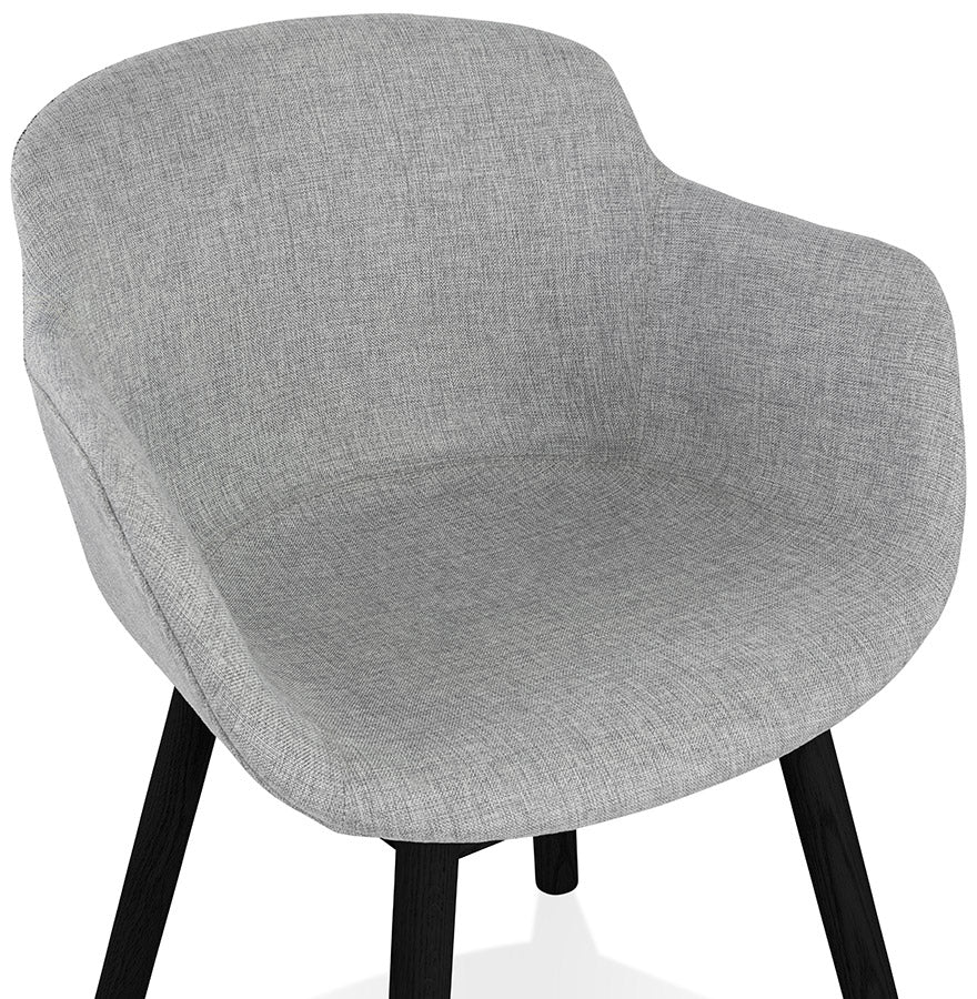 Lunara | Luxe fauteuil met armleuningen - lichtgrijs, zwart houten poten