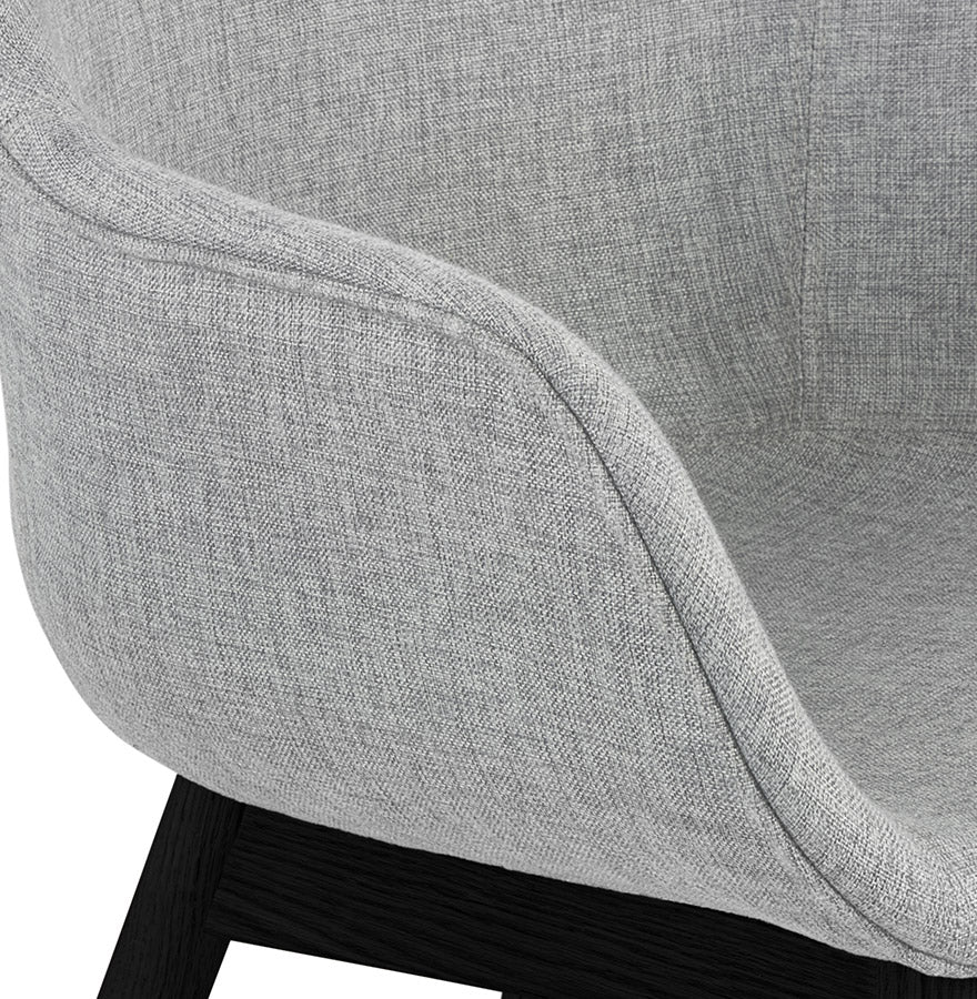 Lunara | Luxe fauteuil met armleuningen - lichtgrijs, zwart houten poten