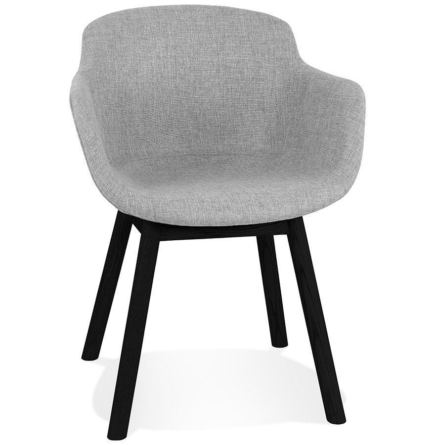 Lunara | Luxe fauteuil met armleuningen - lichtgrijs, zwart houten poten