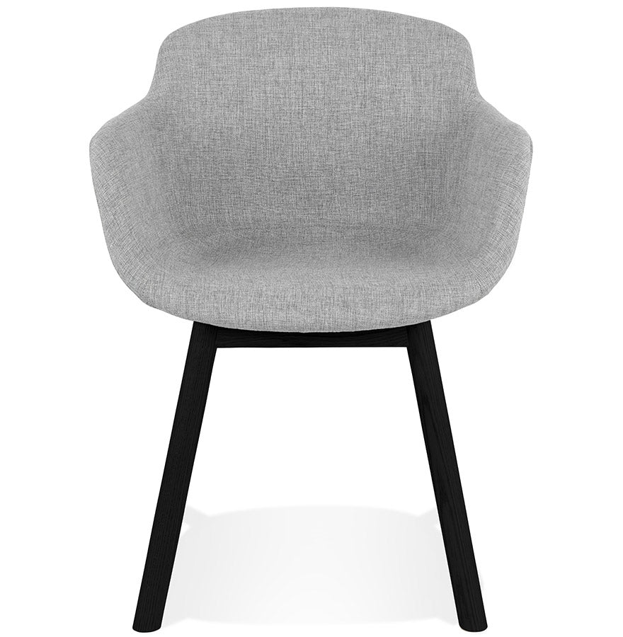 Lunara | Luxe fauteuil met armleuningen - lichtgrijs, zwart houten poten