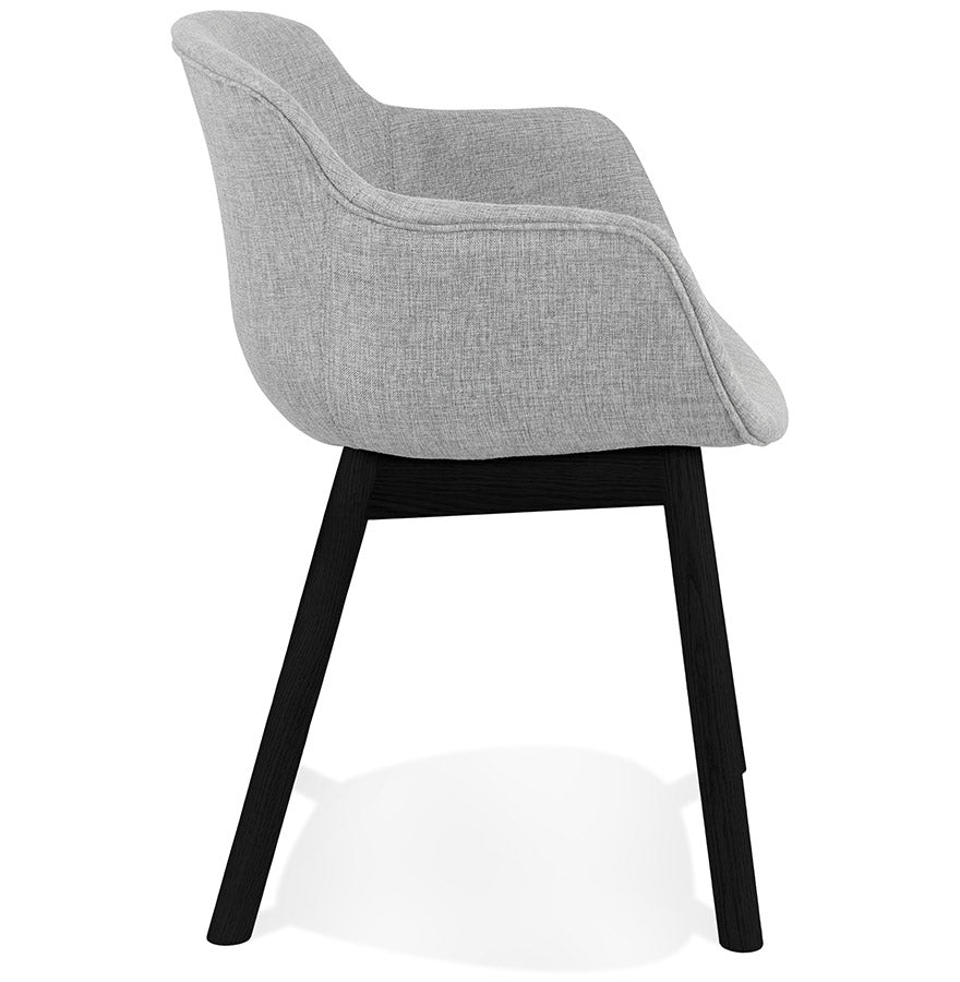 Lunara | Luxe fauteuil met armleuningen - lichtgrijs, zwart houten poten
