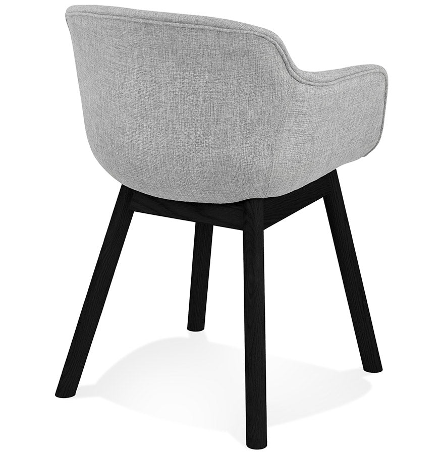 Lunara | Luxe fauteuil met armleuningen - lichtgrijs, zwart houten poten