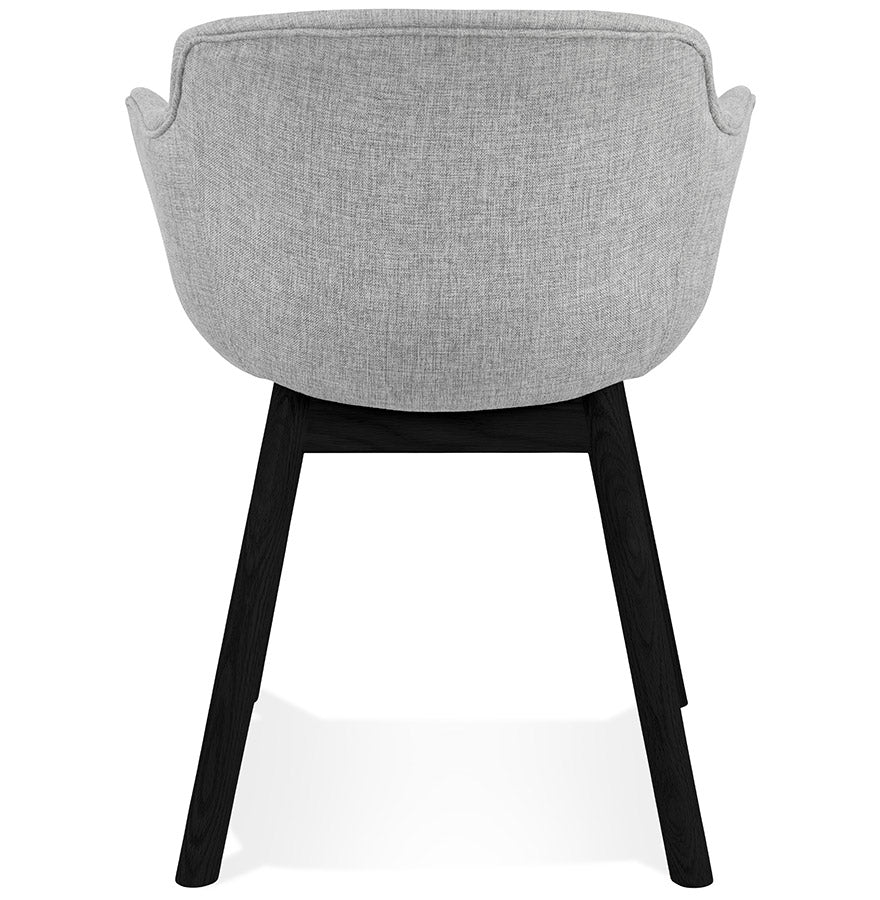 Lunara | Luxe fauteuil met armleuningen - lichtgrijs, zwart houten poten