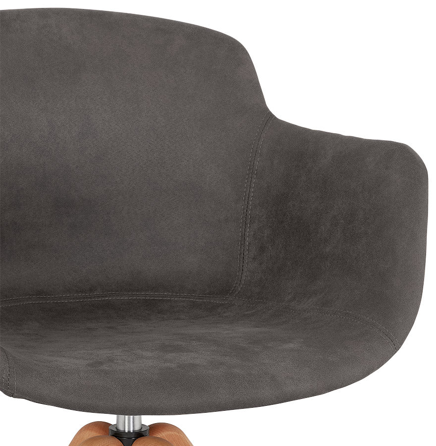 Verano | Luxe fauteuil met armleuningen – donkergrijs microvezel – natuurlijke houten poten