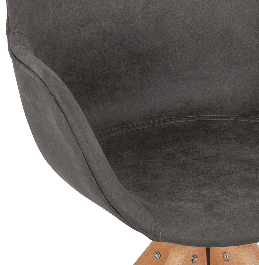 Verano | Luxe fauteuil met armleuningen – donkergrijs microvezel – natuurlijke houten poten