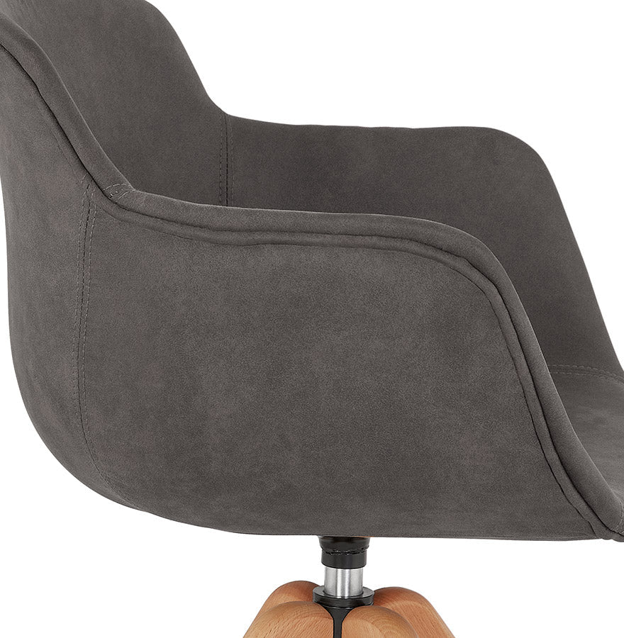 Verano | Luxe fauteuil met armleuningen – donkergrijs microvezel – natuurlijke houten poten