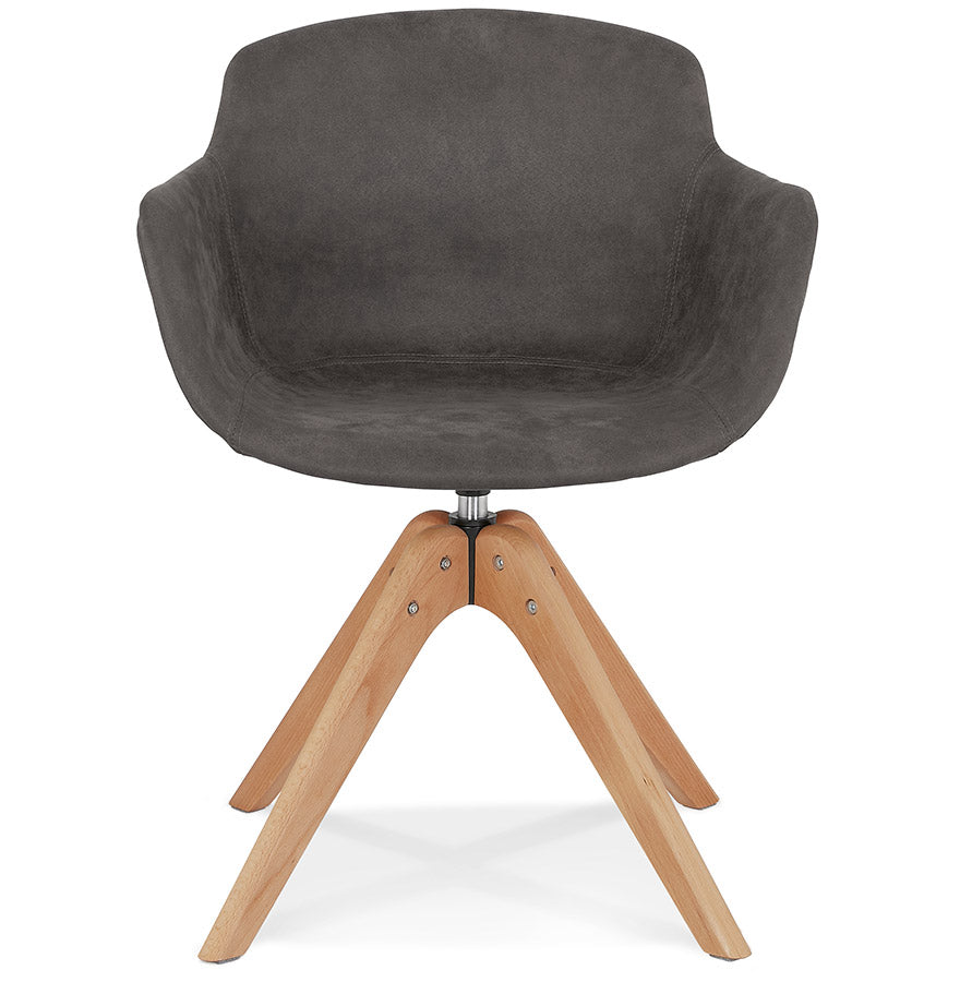 Verano | Luxe fauteuil met armleuningen – donkergrijs microvezel – natuurlijke houten poten