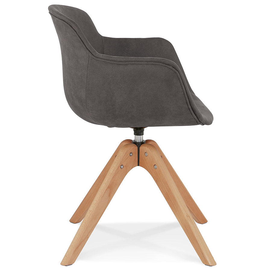 Verano | Luxe fauteuil met armleuningen – donkergrijs microvezel – natuurlijke houten poten