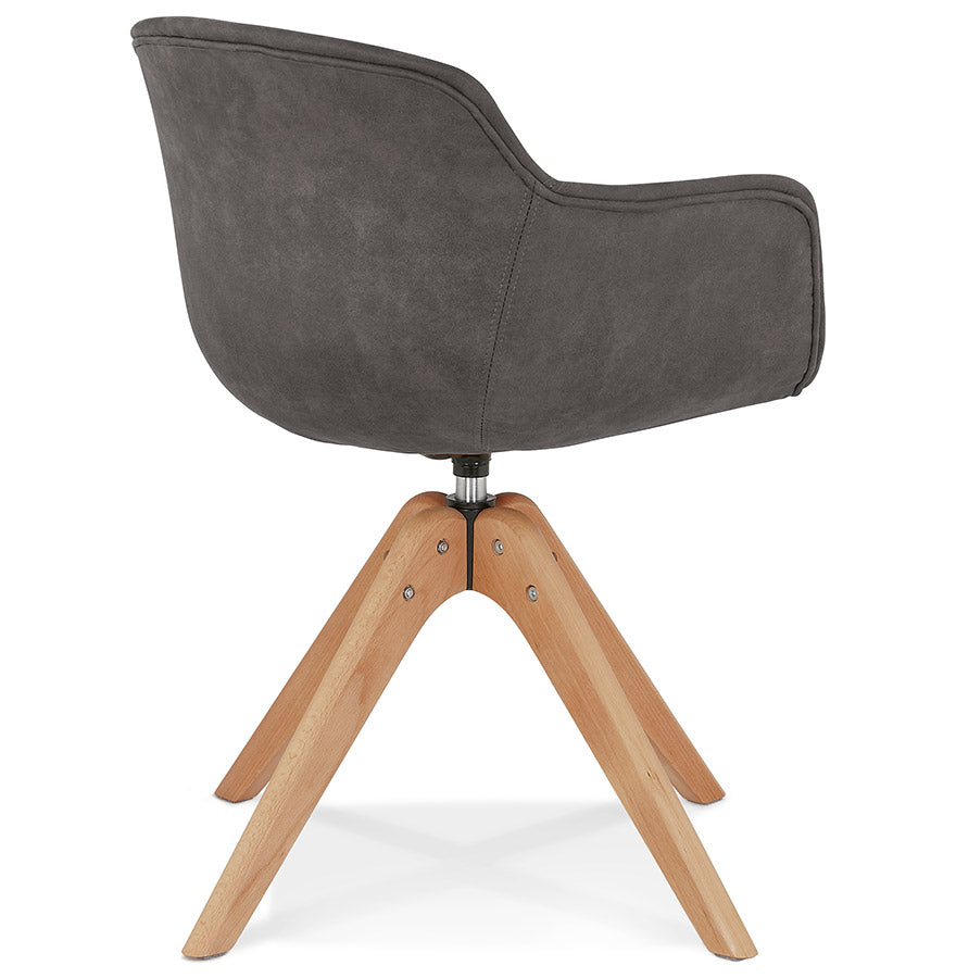 Verano | Luxe fauteuil met armleuningen – donkergrijs microvezel – natuurlijke houten poten-OfficeKing