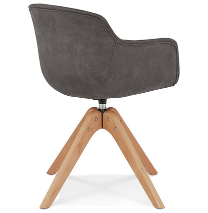 Verano | Luxe fauteuil met armleuningen – donkergrijs microvezel – natuurlijke houten poten-OfficeKing