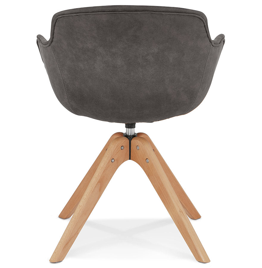Verano | Luxe fauteuil met armleuningen – donkergrijs microvezel – natuurlijke houten poten