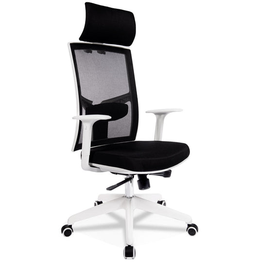 Vintara | Luxe bureaustoel met zwart stof en wit frame-OfficeKing