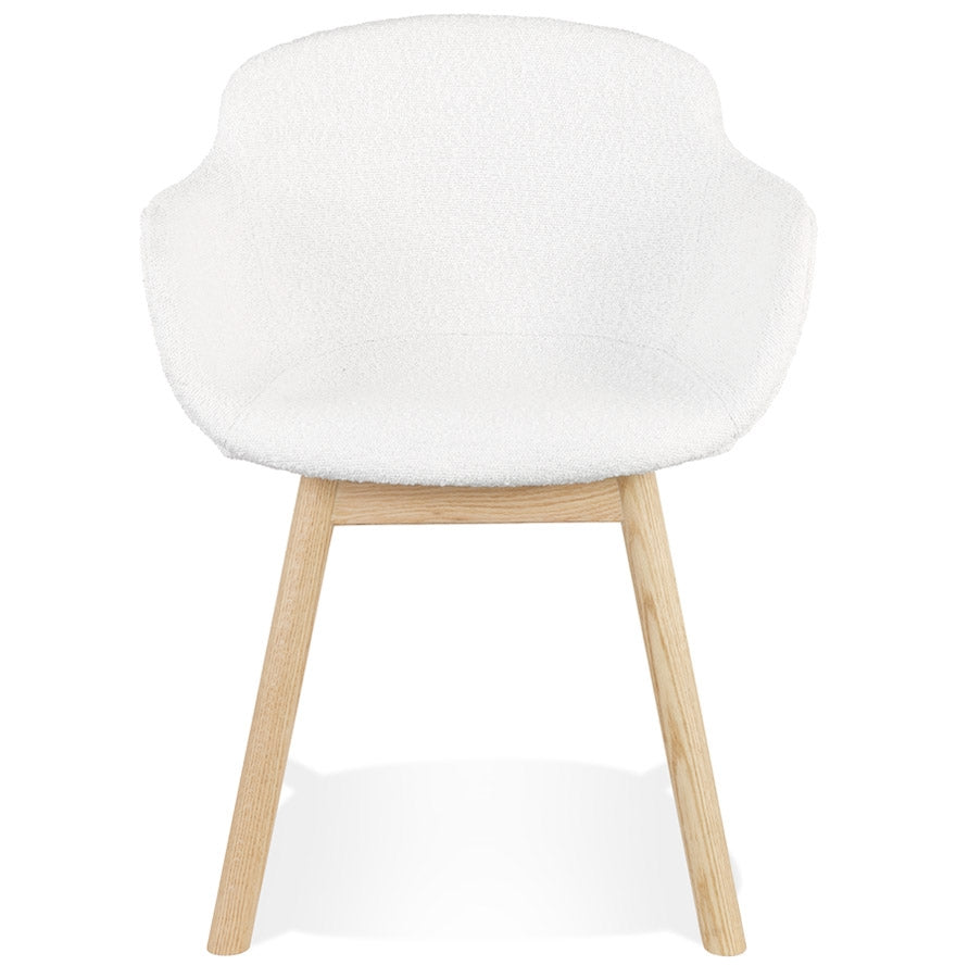 Moutou Luxe | Armchair with soft white terry and natural wood legs - Elegant comfort