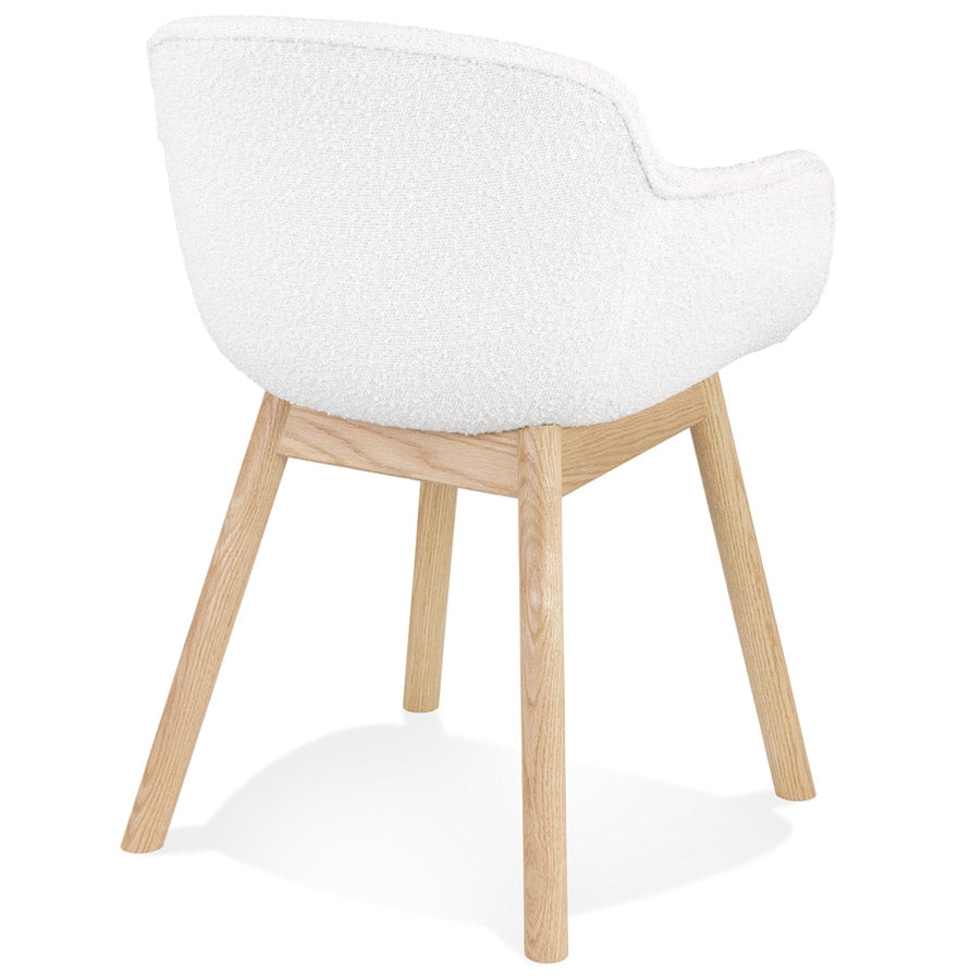 Moutou Luxe | Armchair with soft white terry and natural wood legs - Elegant comfort