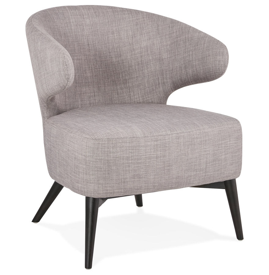 Odiluxe | Luxe lounge stoel met grijze stof en zwarte houten poten-OfficeKing
