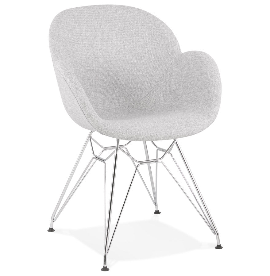 Lunara | Luxe lichtgrijze stoel – elegant design – verchroomd onderstel