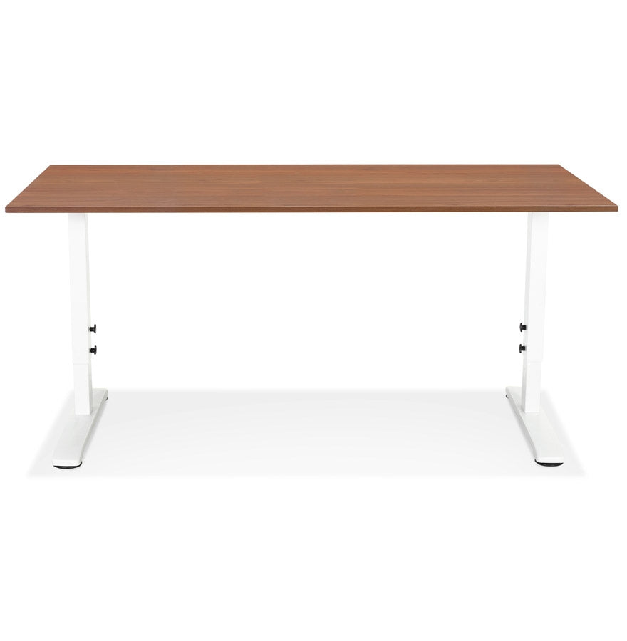 Natura | Hoogteverstelbaar bureau – luxe notenhout en wit metaal-OfficeKing
