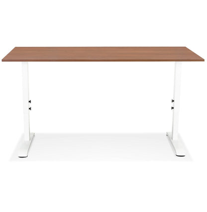 Natura | Hoogteverstelbaar bureau – luxe notenhout en wit metaal-OfficeKing