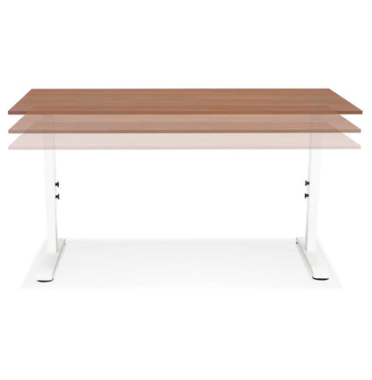 Natura | Hoogteverstelbaar bureau – luxe notenhout en wit metaal-OfficeKing