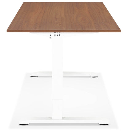 Natura | Hoogteverstelbaar bureau – luxe notenhout en wit metaal-OfficeKing
