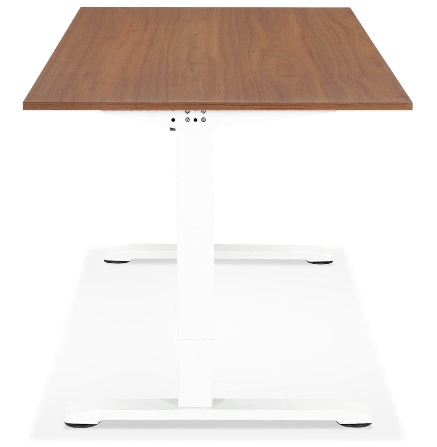 Natura | Hoogteverstelbaar bureau – luxe notenhout en wit metaal