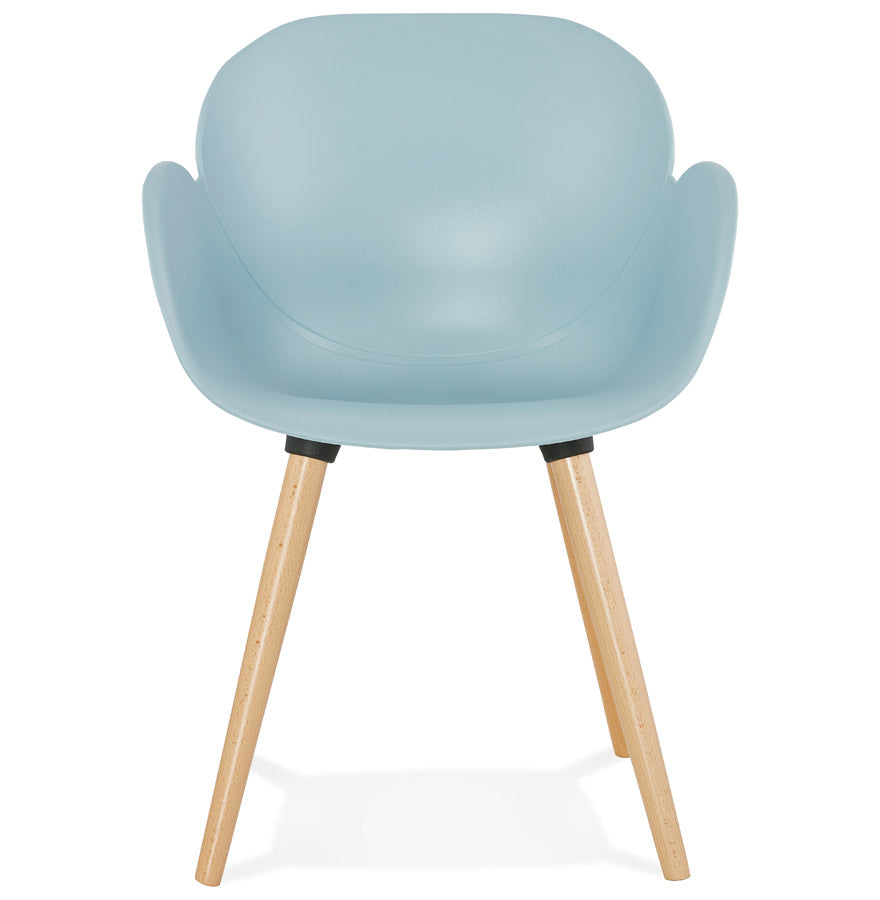 Nordique | Luxe blauwe designstoel met houten poten