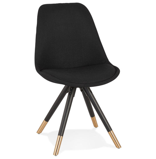 Nostalgique | Luxe fauteuil en tissu noir et bois - Élégance intemporelle-OfficeKing