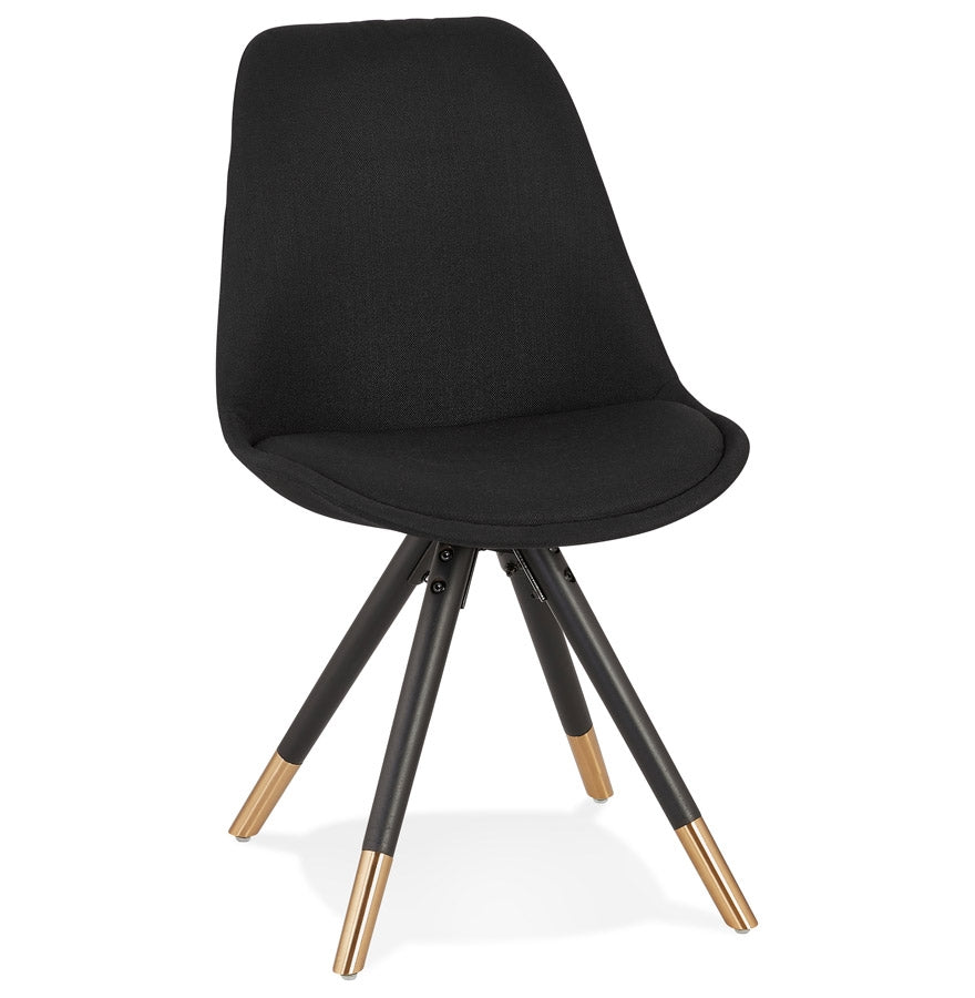 Nostalgique | Luxe fauteuil en tissu noir et bois - Élégance intemporelle