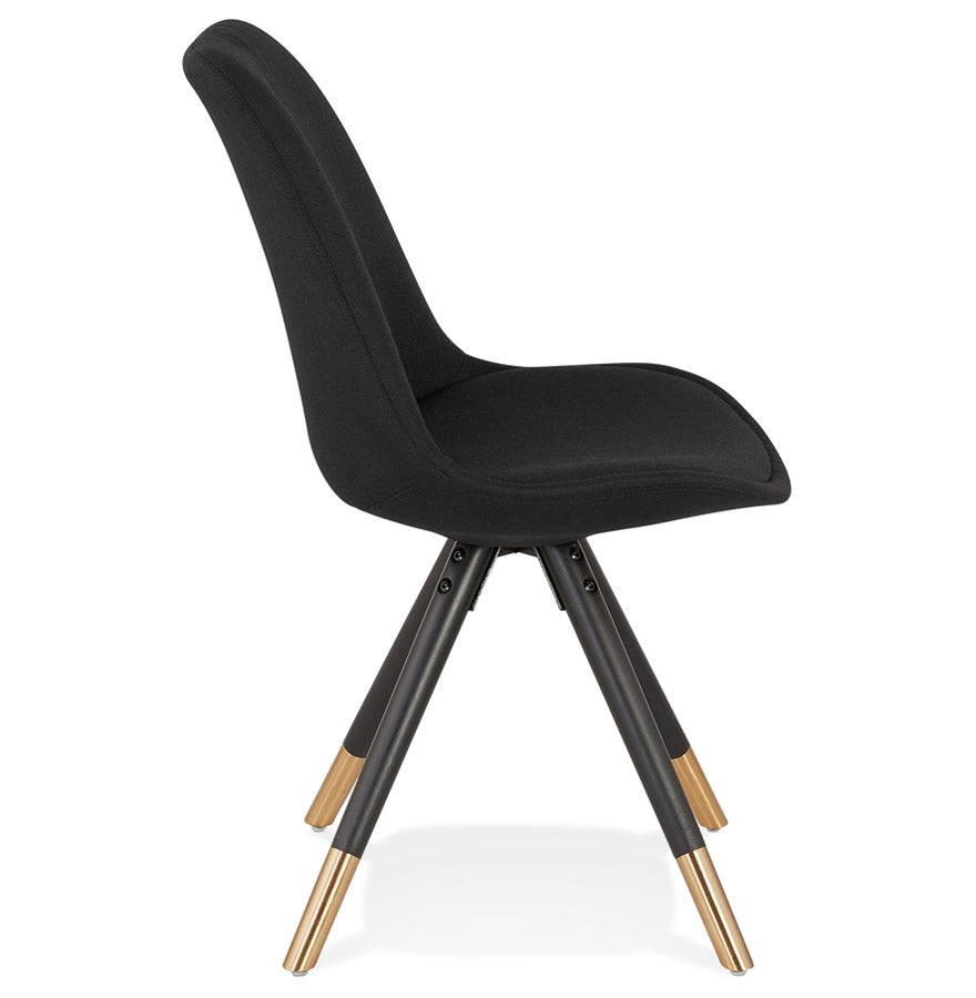 Nostalgique | Luxe fauteuil en tissu noir et bois - Élégance intemporelle