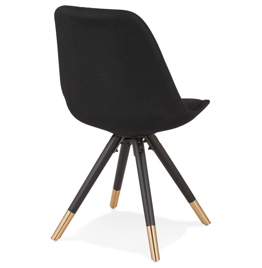 Nostalgique | Luxe fauteuil en tissu noir et bois - Élégance intemporelle