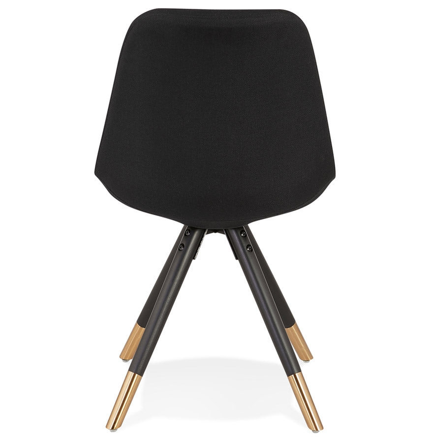 Nostalgique | Luxe fauteuil en tissu noir et bois - Élégance intemporelle