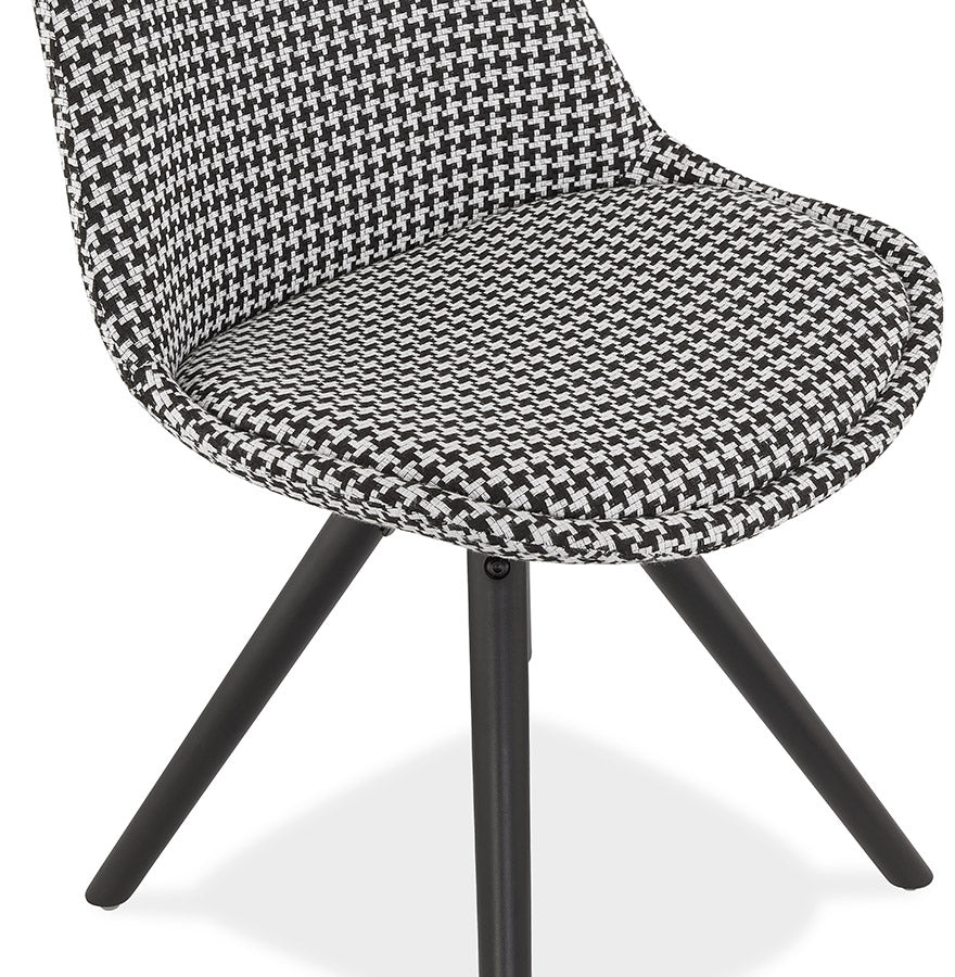 Riviera | Vintage fauteuil met Pied-De-Poule-print en zwart houten poten