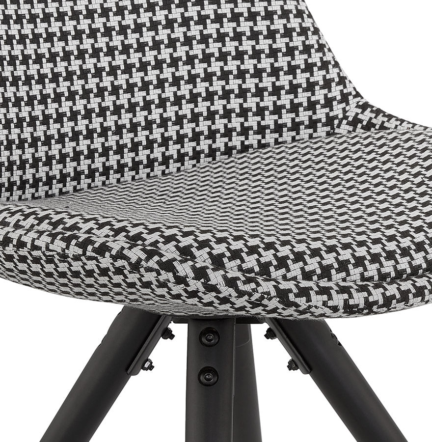 Riviera | Vintage fauteuil met Pied-De-Poule-print en zwart houten poten