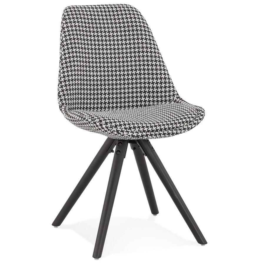 Riviera | Vintage fauteuil met Pied-De-Poule-print en zwart houten poten