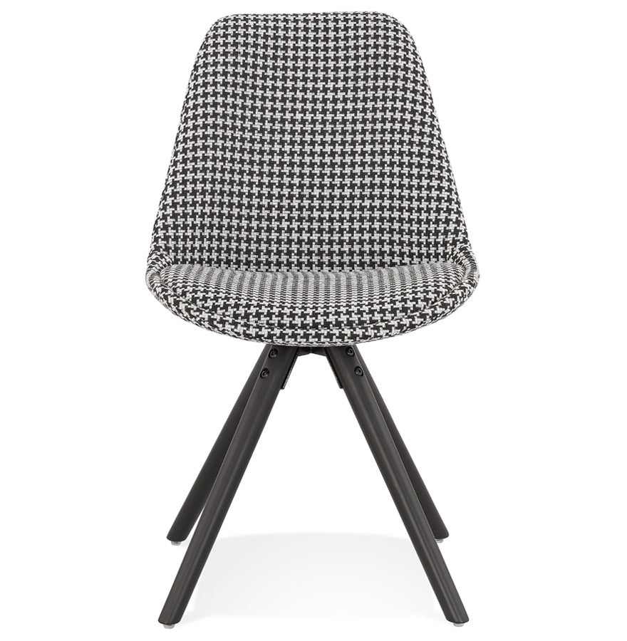 Riviera | Vintage fauteuil met Pied-De-Poule-print en zwart houten poten