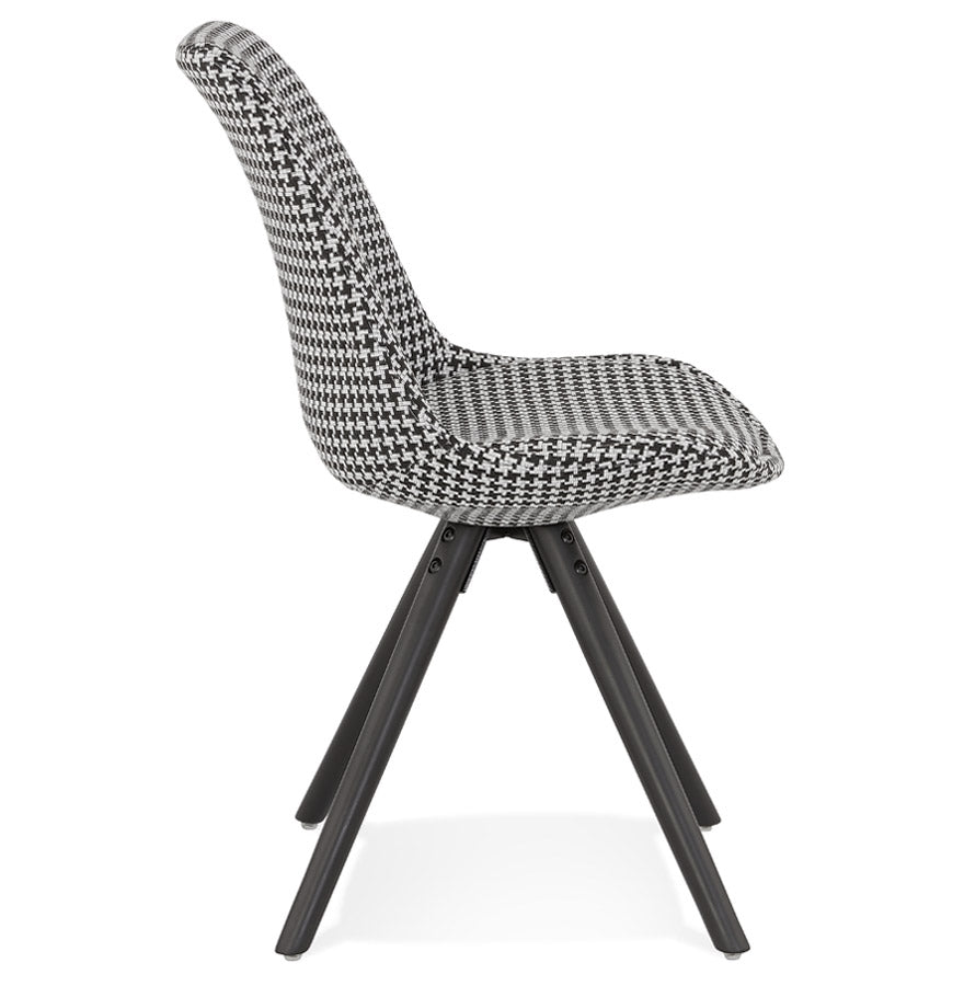 Riviera | Vintage fauteuil met Pied-De-Poule-print en zwart houten poten