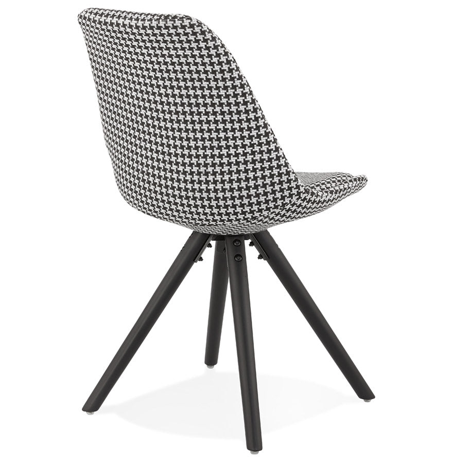 Riviera | Vintage fauteuil met Pied-De-Poule-print en zwart houten poten