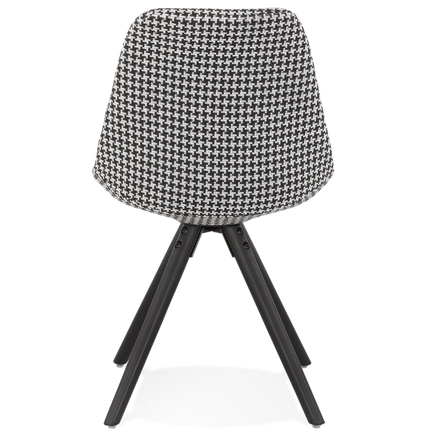 Riviera | Vintage fauteuil met Pied-De-Poule-print en zwart houten poten