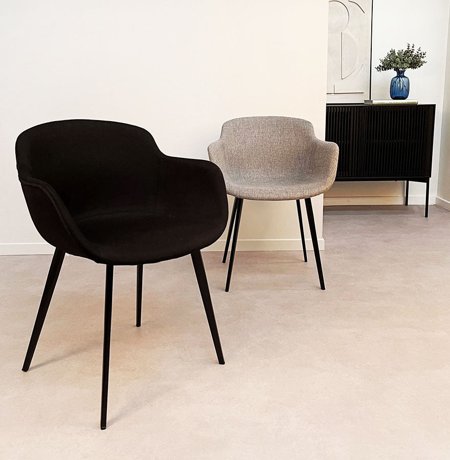 Nobleza | Luxe zwarte stoffen stoel met armleuningen – stijlvol en comfortabel-OfficeKing