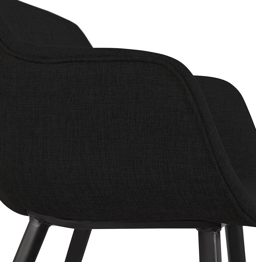Nobleza | Luxe zwarte stoffen stoel met armleuningen – stijlvol en comfortabel-OfficeKing