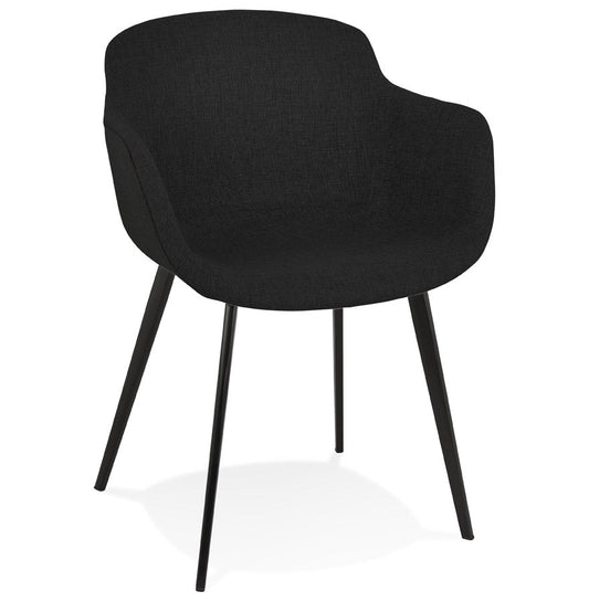 Nobleza | Luxe zwarte stoffen stoel met armleuningen – stijlvol en comfortabel-OfficeKing