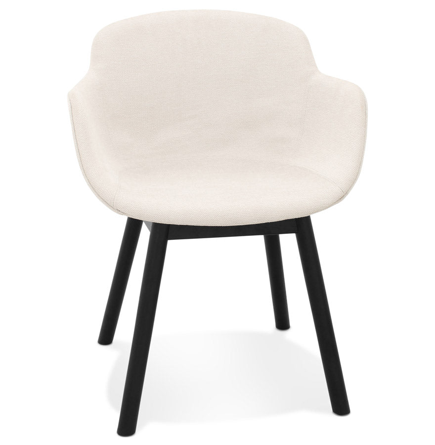 Rosetti | Luxe fauteuil met armleuningen - elegant beige met zwarte poten