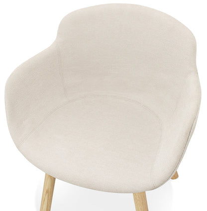 Veranova | Luxe beige fauteuil met armleuningen – natuurlijk houten poten-OfficeKing
