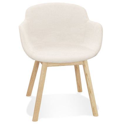 Veranova | Luxe beige fauteuil met armleuningen – natuurlijk houten poten-OfficeKing