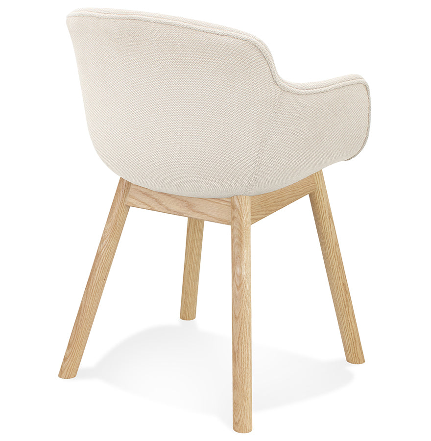 Veranova | Luxe beige fauteuil met armleuningen – natuurlijk houten poten