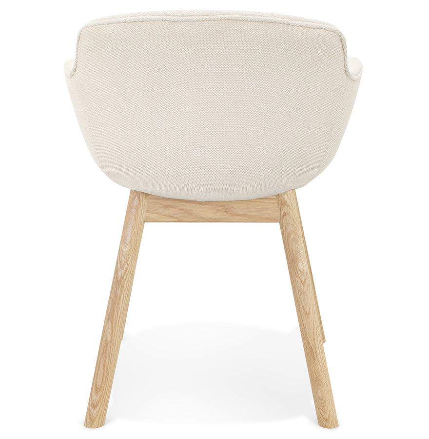 Veranova | Luxe beige fauteuil met armleuningen – natuurlijk houten poten